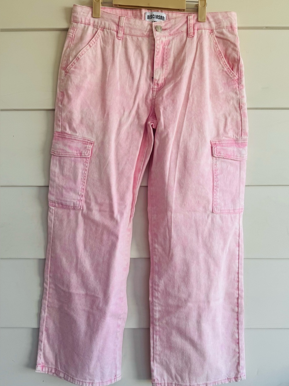 Disclosure Pink Cargo Wide Leg Jeans Sz 13/31